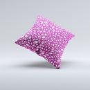 Purple & White Floral Sprout Ink-Fuzed Decorative Throw Pillow