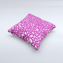 Purple & White Floral Sprout Ink-Fuzed Decorative Throw Pillow