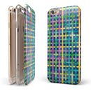Purple Yellow Green and Blue Stitched Pattern iPhone 6/6s or 6/6s Plus 2-Piece Hybrid INK-Fuzed Case