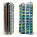 Purple Yellow Green and Blue Stitched Pattern iPhone 6/6s or 6/6s Plus 2-Piece Hybrid INK-Fuzed Case