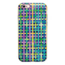 Purple Yellow Green and Blue Stitched Pattern iPhone 6/6s or 6/6s Plus 2-Piece Hybrid INK-Fuzed Case