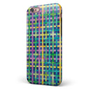 Purple Yellow Green and Blue Stitched Pattern iPhone 6/6s or 6/6s Plus 2-Piece Hybrid INK-Fuzed Case