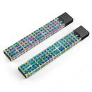 Purple Yellow Green and Blue Stitched Pattern - Premium Decal Protective Skin-Wrap Sticker compatible with the Juul Labs vaping device