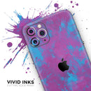 Purple and Blue Paintburst - Protective Skin Wrap & Decal – Compatible with iPhone SE to iPhone 17 Pro Max (All Models)