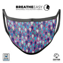 Purple and Blue Upside Down Teardrop Watercolor Pattern - Made in USA Mouth Cover Unisex Anti-Dust Cotton Blend Reusable & Washable Face Mask with Adjustable Sizing for Adult or Child