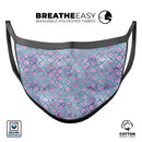 Purple and Blue Watercolor Helix Pattern - Made in USA Mouth Cover Unisex Anti-Dust Cotton Blend Reusable & Washable Face Mask with Adjustable Sizing for Adult or Child
