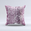 Purple and Gray Stripes with Overlapping Floral ink-Fuzed Decorative Throw Pillow