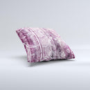 Purple and Gray Stripes with Overlapping Floral ink-Fuzed Decorative Throw Pillow