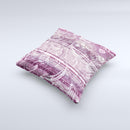 Purple and Gray Stripes with Overlapping Floral ink-Fuzed Decorative Throw Pillow