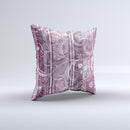 Purple and Gray Stripes with Overlapping Floral ink-Fuzed Decorative Throw Pillow