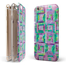 Purple and Green Watercolor Patchwork iPhone 6/6s or 6/6s Plus 2-Piece Hybrid INK-Fuzed Case