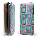 Purple and Green Watercolor Patchwork iPhone 6/6s or 6/6s Plus 2-Piece Hybrid INK-Fuzed Case