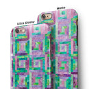 Purple and Green Watercolor Patchwork iPhone 6/6s or 6/6s Plus 2-Piece Hybrid INK-Fuzed Case
