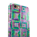 Purple and Green Watercolor Patchwork iPhone 6/6s or 6/6s Plus 2-Piece Hybrid INK-Fuzed Case