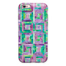 Purple and Green Watercolor Patchwork iPhone 6/6s or 6/6s Plus 2-Piece Hybrid INK-Fuzed Case