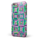 Purple and Green Watercolor Patchwork iPhone 6/6s or 6/6s Plus 2-Piece Hybrid INK-Fuzed Case