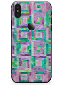 Purple and Green Watercolor Patchwork - iPhone X Skin-Kit
