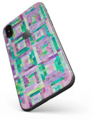 Purple and Green Watercolor Patchwork - iPhone X Skin-Kit