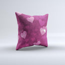 Purple and Pink Layered Hearts ink-Fuzed Decorative Throw Pillow