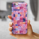 Purple and Pink Watercolor Patchwork iPhone 6/6s or 6/6s Plus 2-Piece Hybrid INK-Fuzed Case