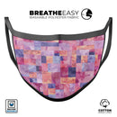 Purple and Pink Watercolor Patchwork - Made in USA Mouth Cover Unisex Anti-Dust Cotton Blend Reusable & Washable Face Mask with Adjustable Sizing for Adult or Child