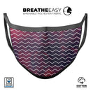 Purple and Red Grunge Clouds with White Chevron - Made in USA Mouth Cover Unisex Anti-Dust Cotton Blend Reusable & Washable Face Mask with Adjustable Sizing for Adult or Child