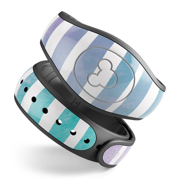 Purple to Green WaterColor Ombre Stripes - Decal Skin Wrap Kit for the Disney Magic Band