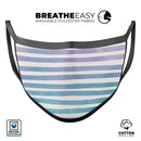 Purple to Green WaterColor Ombre Stripes - Made in USA Mouth Cover Unisex Anti-Dust Cotton Blend Reusable & Washable Face Mask with Adjustable Sizing for Adult or Child