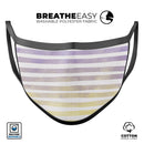 Purple to Yellow WaterColor Ombre Stripes - Made in USA Mouth Cover Unisex Anti-Dust Cotton Blend Reusable & Washable Face Mask with Adjustable Sizing for Adult or Child