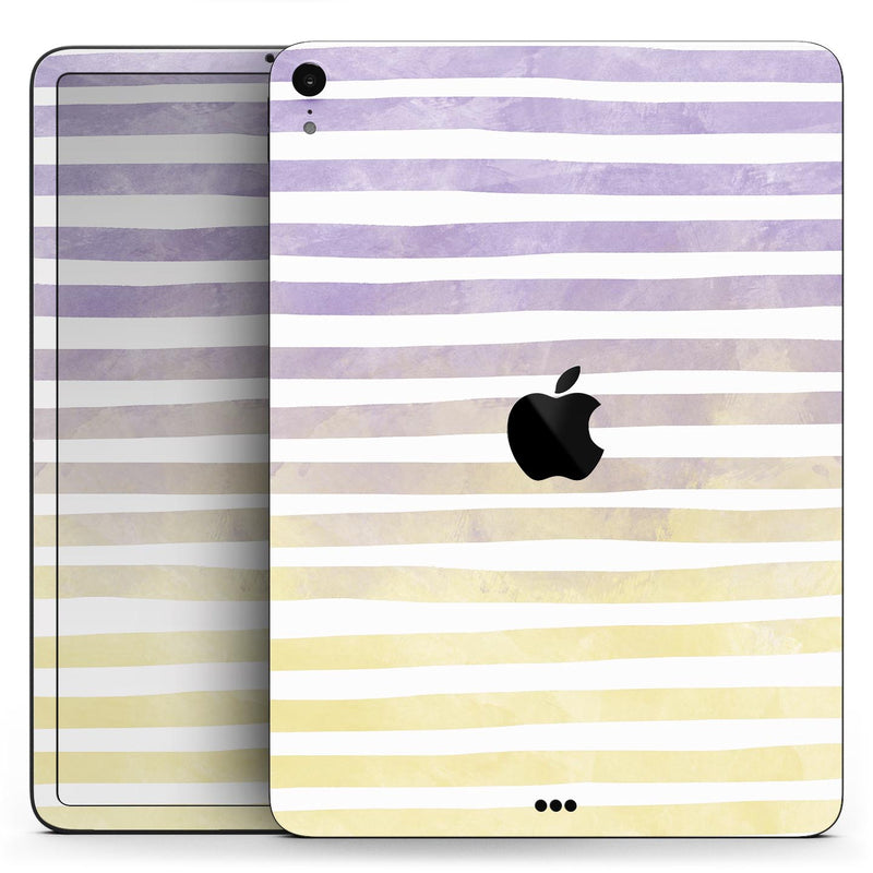Purple to Yellow WaterColor Ombre Stripes - Full Body Skin Decal for the Apple iPad Pro 12.9", 11", 10.5", 9.7", Air or Mini (All Models Available)