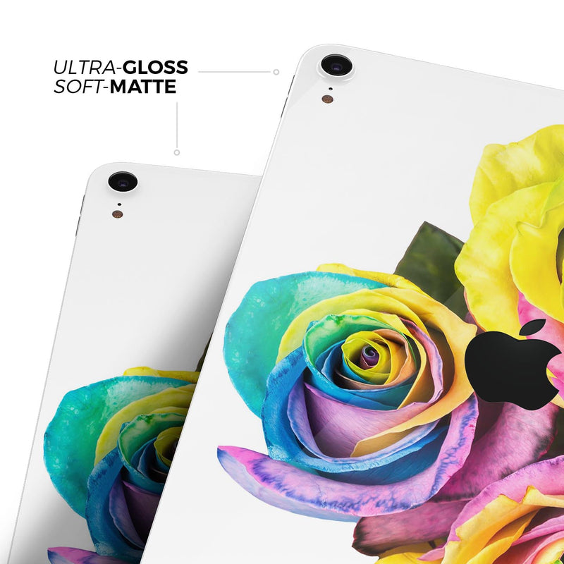 Rainbow Dyed Roses - Full Body Skin Decal for the Apple iPad Pro 12.9", 11", 10.5", 9.7", Air or Mini (All Models Available)