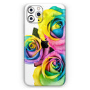 Rainbow Dyed Roses - Protective Skin Wrap & Decal – Compatible with iPhone SE to iPhone 17 Pro Max (All Models)