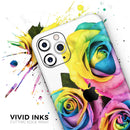 Rainbow Dyed Roses - Protective Skin Wrap & Decal – Compatible with iPhone SE to iPhone 17 Pro Max (All Models)