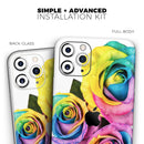 Rainbow Dyed Roses - Protective Skin Wrap & Decal – Compatible with iPhone SE to iPhone 17 Pro Max (All Models)