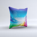 Rainbow Hd Waves ink-Fuzed Decorative Throw Pillow