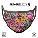 Rainbow Leopard Sherbert - Made in USA Mouth Cover Unisex Anti-Dust Cotton Blend Reusable & Washable Face Mask with Adjustable Sizing for Adult or Child