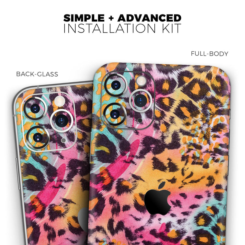 Rainbow Leopard Sherbert // Skin-Kit compatible with the Apple iPhone 14, 13, 12, 12 Pro Max, 12 Mini, 11 Pro, SE, X/XS + (All iPhones Available)