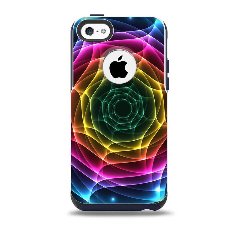 Rainbow Neon Translucent Vortex Skin for the iPhone 5c OtterBox Commuter Case