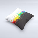 Rainbow Paint Spatter ink-Fuzed Decorative Throw Pillow