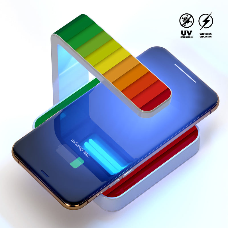 Rainbow Striped UV Germicidal Sanitizing Sterilizing Wireless Smart Phone Screen Cleaner + Charging Station