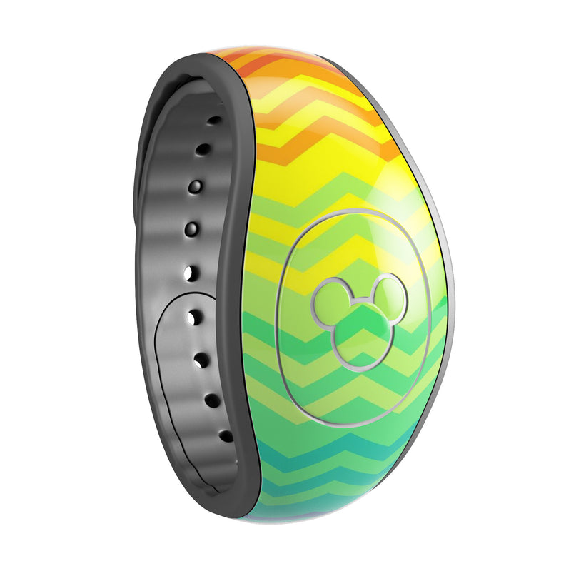 Rainbow Thin Lined Chevron Pattern - Decal Skin Wrap Kit for the Disney Magic Band