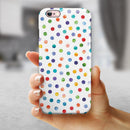 Rainbow Watercolor Dots over White iPhone 6/6s or 6/6s Plus 2-Piece Hybrid INK-Fuzed Case