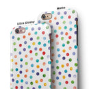 Rainbow Watercolor Dots over White iPhone 6/6s or 6/6s Plus 2-Piece Hybrid INK-Fuzed Case
