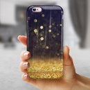 Raining Gold and Purple Sparkle iPhone 6/6s or 6/6s Plus 2-Piece Hybrid INK-Fuzed Case