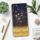 Raining Gold and Purple Sparkle - Premium Vinyl Skin Decal for Samsung Galaxy S25 Ultra, S24, S23, S22 & All Galaxy S Models