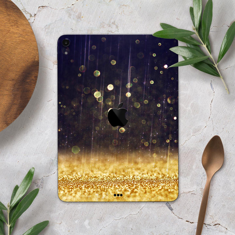 Raining Gold and Purple Sparkle - Full Body Skin Decal for the Apple iPad Pro 12.9", 11", 10.5", 9.7", Air or Mini (All Models Available)