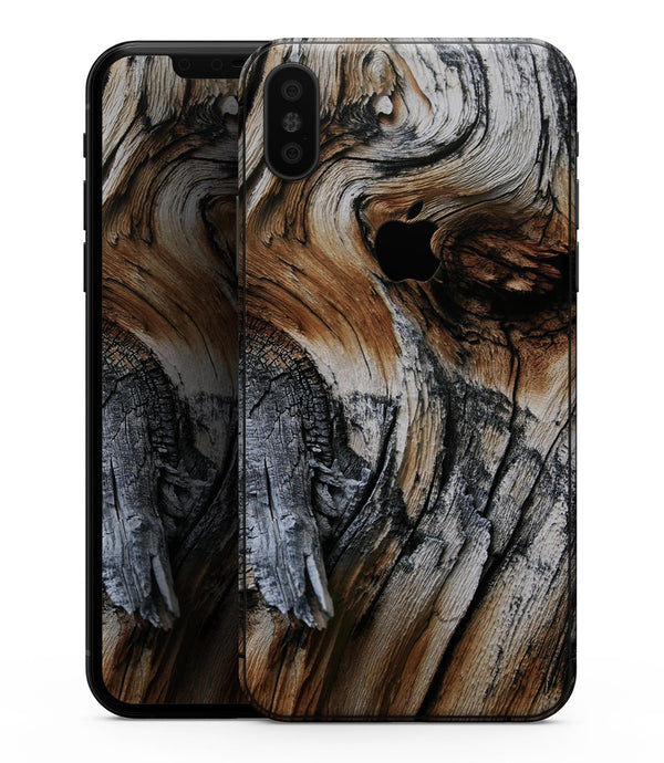 Raw Aged Knobby Wood - iPhone XS MAX, XS/X, 8/8+, 7/7+, 5/5S/SE Skin-Kit (All iPhones Available)