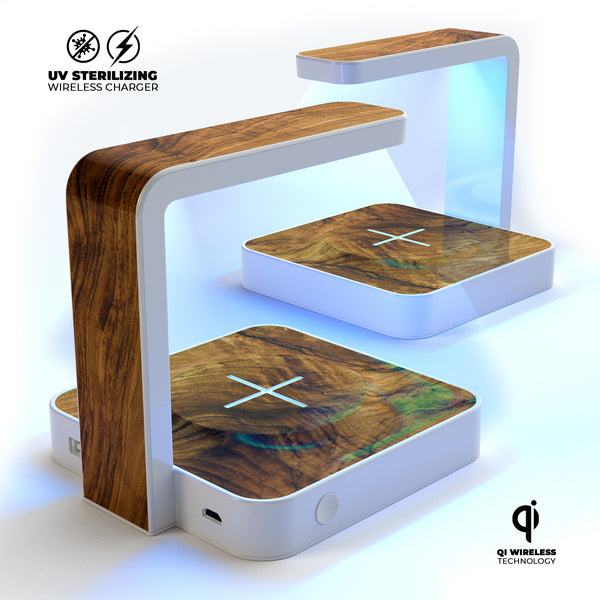 Raw Wood Planks V11 UV Germicidal Sanitizing Sterilizing Wireless Smart Phone Screen Cleaner + Charging Station
