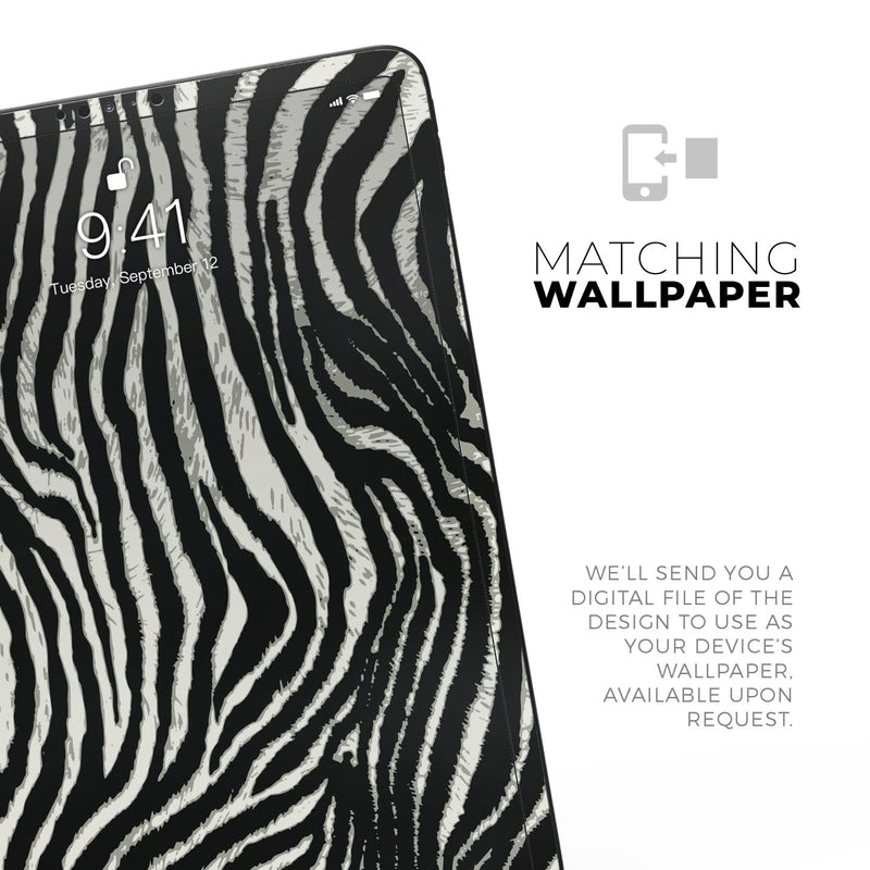 Real Vector Zebra Print - Full Body Skin Decal for the Apple iPad Pro 12.9", 11", 10.5", 9.7", Air or Mini (All Models Available)