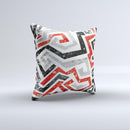 Red-Gray-Black Abstract V3 Pattern Ink-Fuzed Decorative Throw Pillow